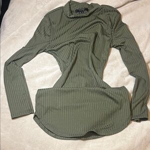 Streetwear Society Olive Ribbed Long Sleeve dress